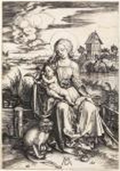 The Virgin And Child With A Monkey Oil Painting by Albrecht Durer