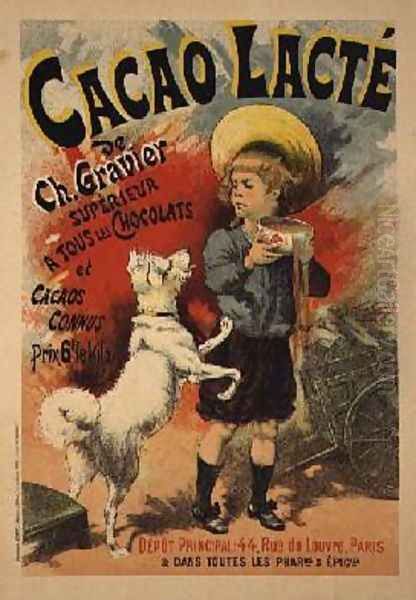 Reproduction of a Poster Advertising 'Gravier's Chocolate Milk Oil Painting by Lucien Lefevre