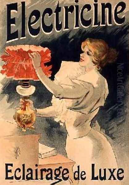 Reproduction of a poster advertising Electricine Luxury Lighting Oil Painting by Lucien Lefevre