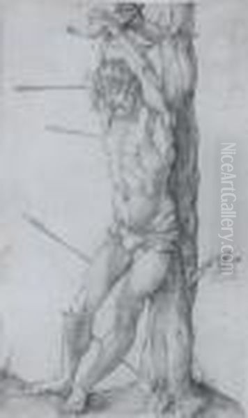 St. Sebastian Bound To A Tree Oil Painting by Albrecht Durer