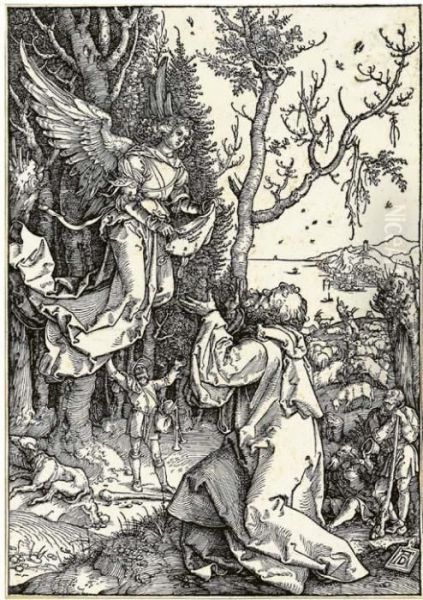 Joachim And The Angel, From Life Of The Virgin Oil Painting by Albrecht Durer