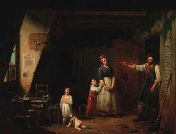 A drunken cobbler returning to his family Oil Painting by Pierre Nicolas Legrand