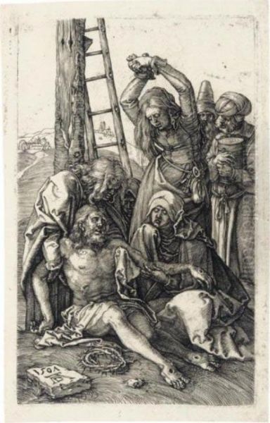 The Lamentation (b., M., Holl.14); And The Entombment (b., M., Holl.15) Oil Painting by Albrecht Durer