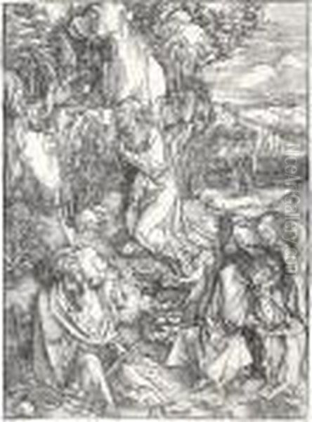 Christ On The Mount Of Olives (b.6; M., Holl.115) Oil Painting by Albrecht Durer