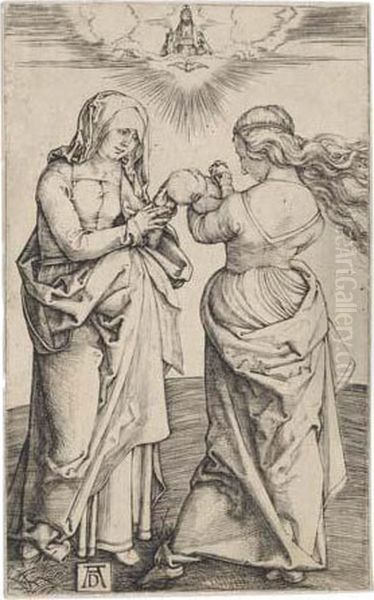 Virgin With The Infant Christ And St. Anne Oil Painting by Albrecht Durer