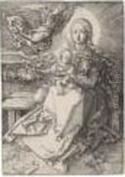 The Virgin And Child Crowned By One Angel Oil Painting by Albrecht Durer