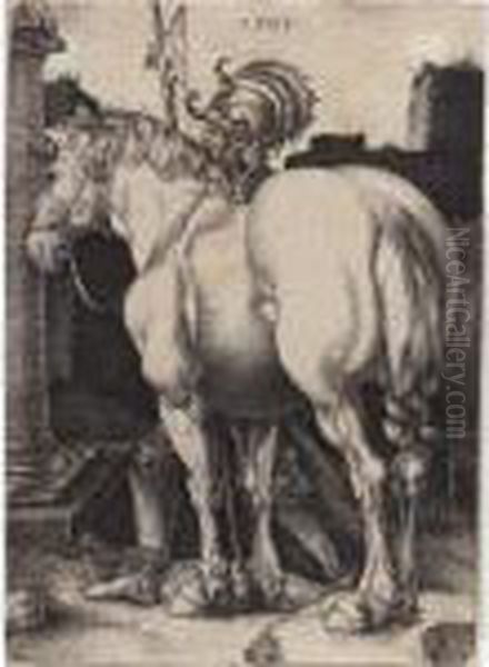 1471-1528
 The Large Horse (b. 97; M., Holl. 94) Oil Painting by Albrecht Durer