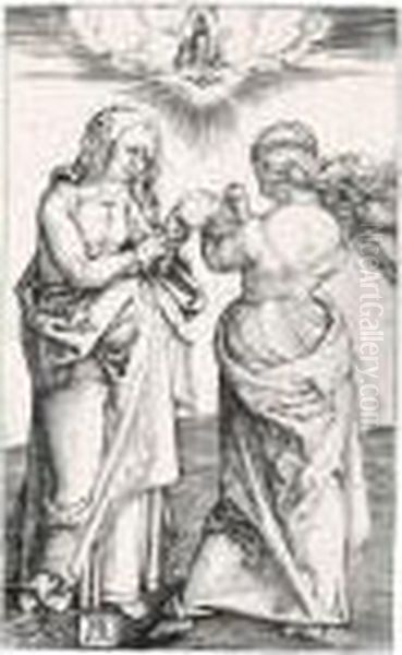 The Virgin With The Infant Christ And St Anne (b.29; M., Holl.43) Oil Painting by Albrecht Durer