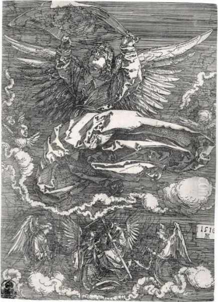 The Sudarium Held By One Angel (b., M., Holl.27) Oil Painting by Albrecht Durer