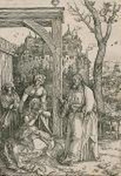 Christ Taking Leave Of His Mother (bartsch W 92) Oil Painting by Albrecht Durer