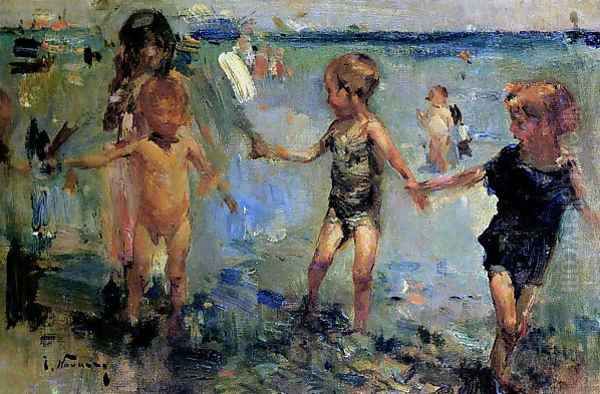 Children Playing Oil Painting by Jose Navarro Llorens