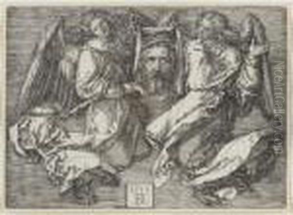 The Sudarium Held By Two Angels (b.25; M., Holl.26) Oil Painting by Albrecht Durer