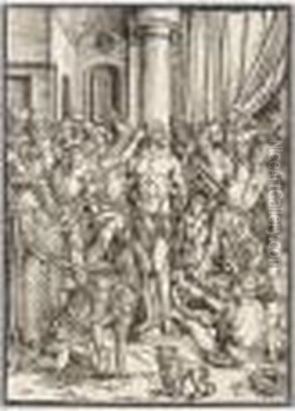 The Flagellation (b.8; M., Holl.117) Oil Painting by Albrecht Durer