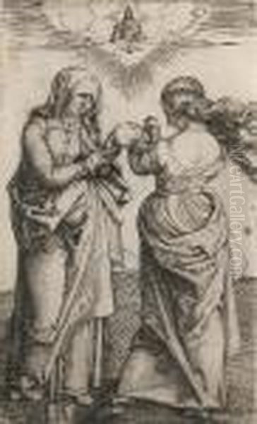 The Virgin With The Infant Child And St Anne (bartsch En 29) Oil Painting by Albrecht Durer