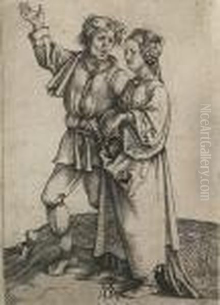 Rustic Couple (bartsch En 83) Oil Painting by Albrecht Durer