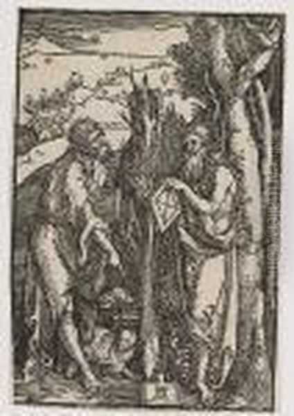 John The Baptist And St Onuphrius In The Wilderness (bartsch Wc 112) Oil Painting by Albrecht Durer