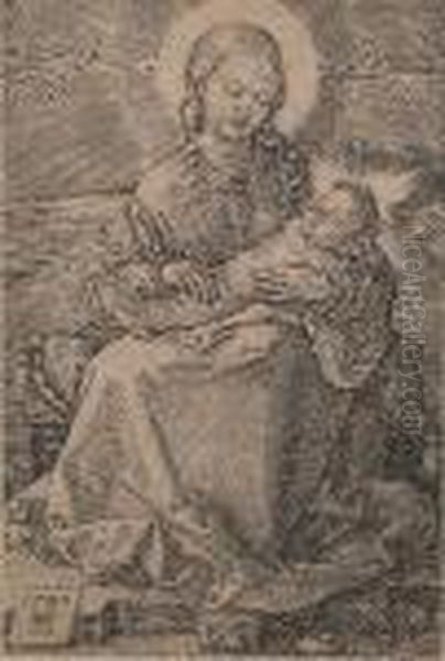 Madonna With The Swaddled Infant (bartsch E N 38) Oil Painting by Albrecht Durer