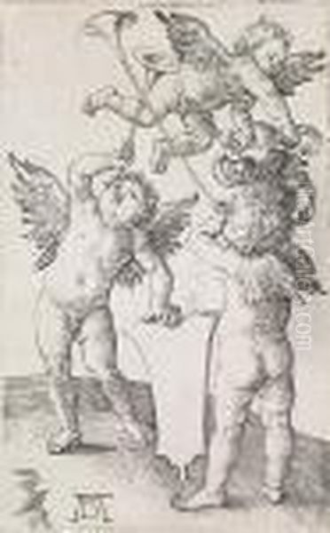 Three Genii Oil Painting by Albrecht Durer