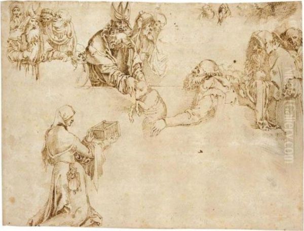 Sheet Of Figure Studies Oil Painting by Albrecht Durer