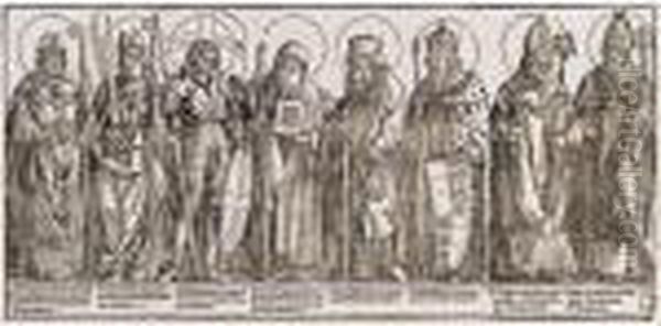 The Patron Saints Of Austria (b.116; M., Holl.219) Oil Painting by Albrecht Durer