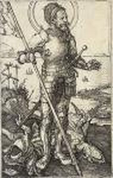 Saint George On Foot (b. 53; M., Holl. 55) Oil Painting by Albrecht Durer