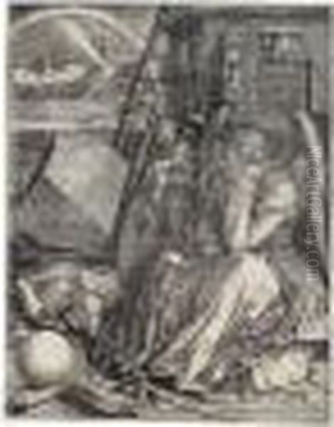 Melencolia I (b.74; M., Holl.75) Oil Painting by Albrecht Durer