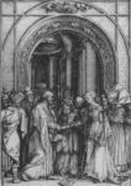 The Betrothal Of The Virgin (bartsch 82) Oil Painting by Albrecht Durer