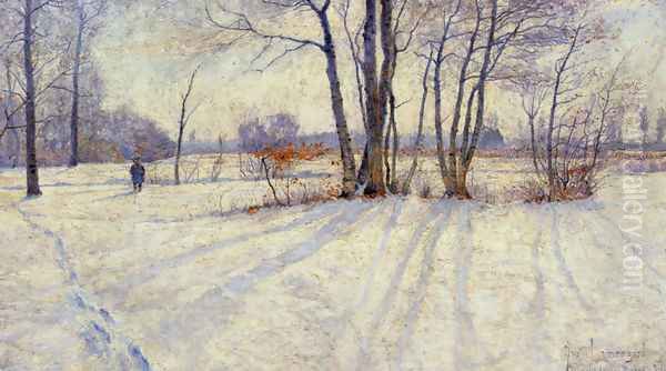 Snowy Landscape Oil Painting by Justus Lundegard