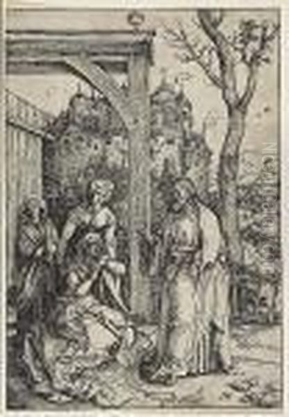 Christ Taking Leave From His Mother Oil Painting by Albrecht Durer