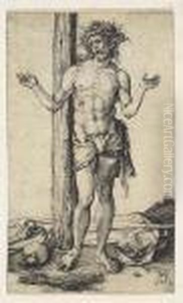 The Man Of Sorrows With Hands Outstretched Oil Painting by Albrecht Durer