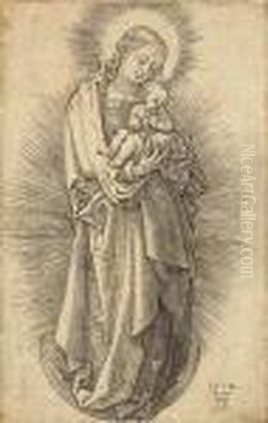 Virgin And Child On A Crescent With A Diadem Oil Painting by Albrecht Durer