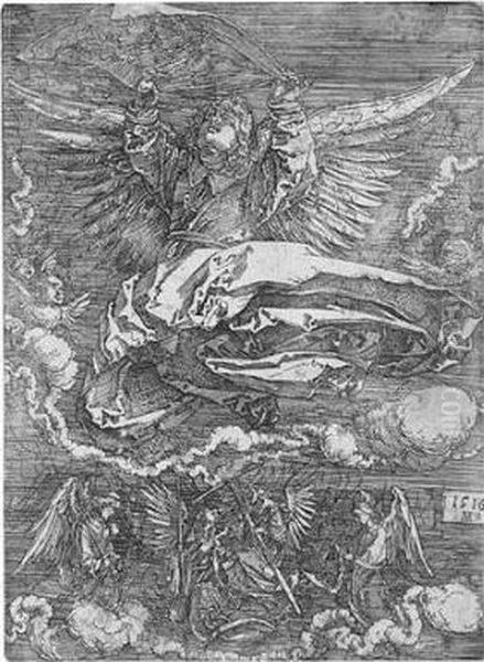 The Sudarium Held By One Angel (b.26; M., Holl.27) Oil Painting by Albrecht Durer