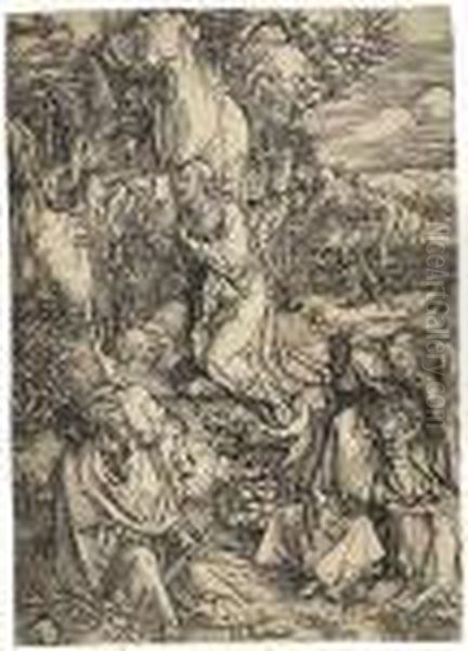 Christ On The Mount Of Olives Oil Painting by Albrecht Durer