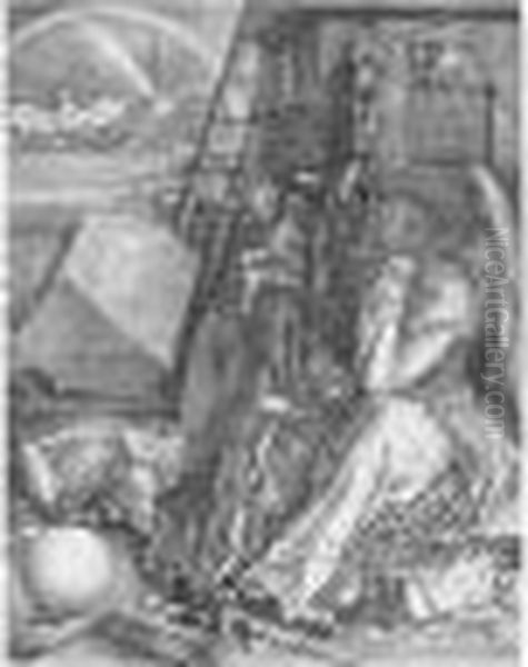 Melencolia I (b.74; M., Holl.75) Oil Painting by Albrecht Durer