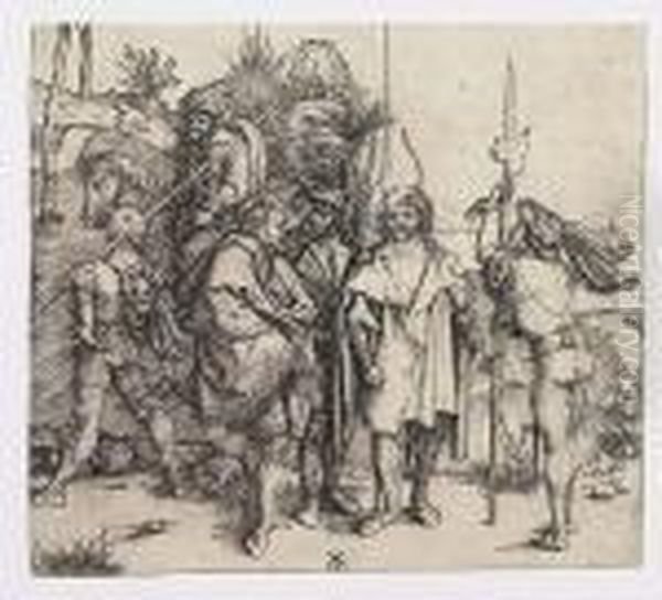 Five Soldiers And A Turk On Horseback<</b> Oil Painting by Albrecht Durer