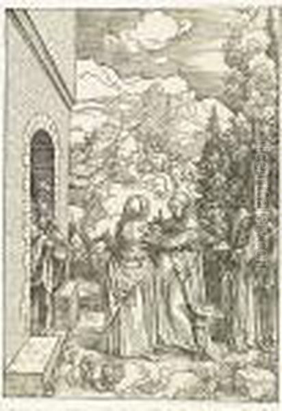 The Visitation<</b> Oil Painting by Albrecht Durer