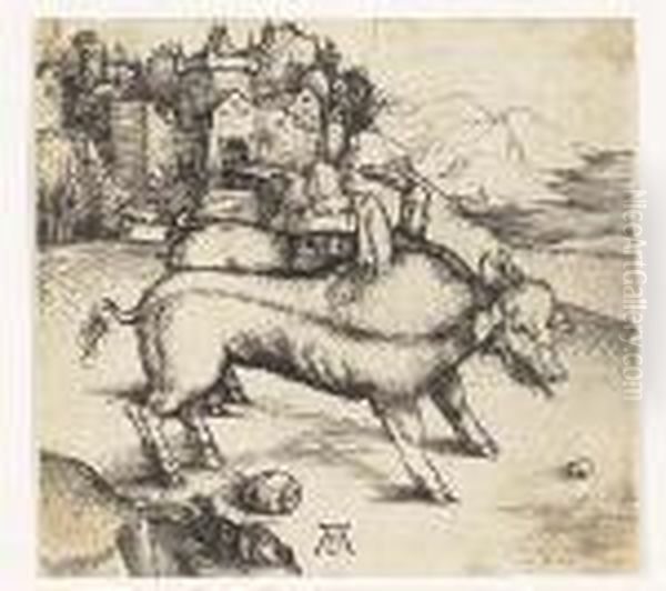 The Monstrous Pig Of Landser<</b> Oil Painting by Albrecht Durer