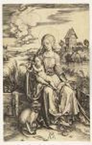 Virgin And Child With The Monkey<</b> Oil Painting by Albrecht Durer