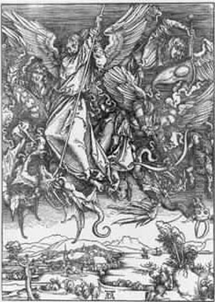 Saint Michel Combattant Oil Painting by Albrecht Durer