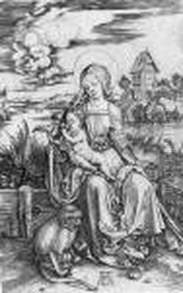 The Virgin And Child With A Monkey Oil Painting by Albrecht Durer