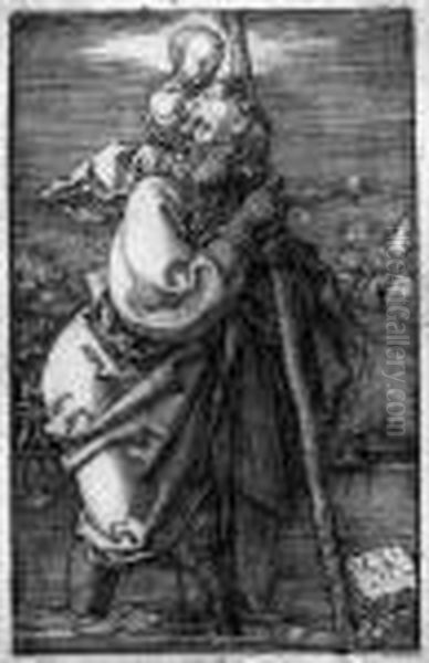 Saint Christopher Facing Left Oil Painting by Albrecht Durer