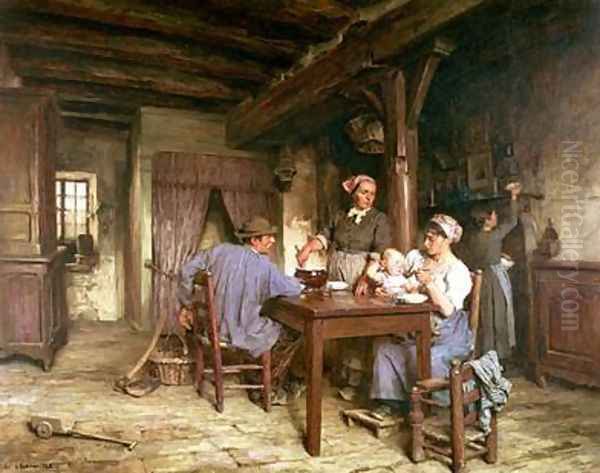 Midday Meal Oil Painting by Leon Augustin Lhermitte