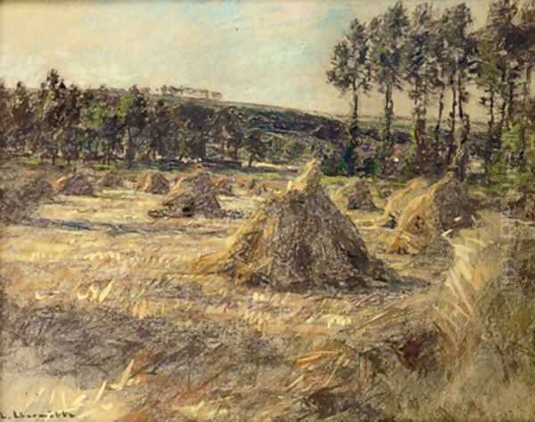 Haystacks in Sunset 1906 Oil Painting by Leon Augustin Lhermitte