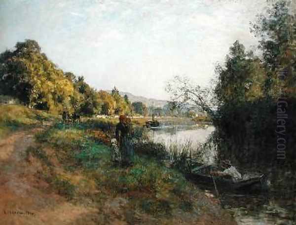 The Banks of the Marne Return of the Fisherman Oil Painting by Leon Augustin Lhermitte