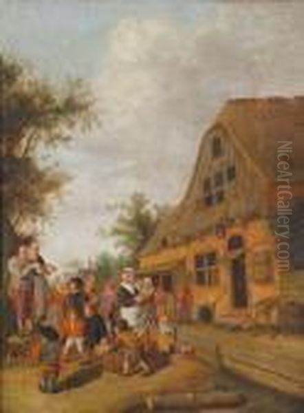 Ein Dorfliches Duett Oil Painting by Cornelis Dusart