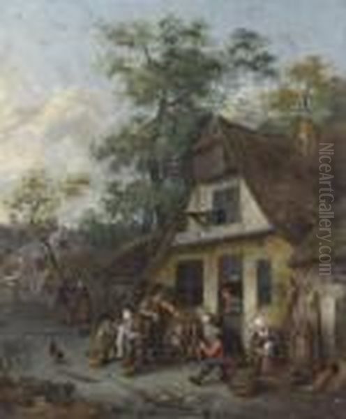 With Signature 'a.ostade' (lower Right) Oil Painting by Cornelis Dusart