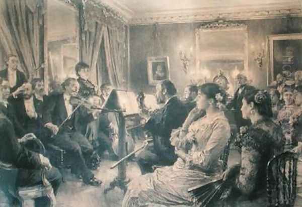 The Quartet or The Musical Evening at the House of Amaury Duval 1881 Oil Painting by Leon Augustin Lhermitte