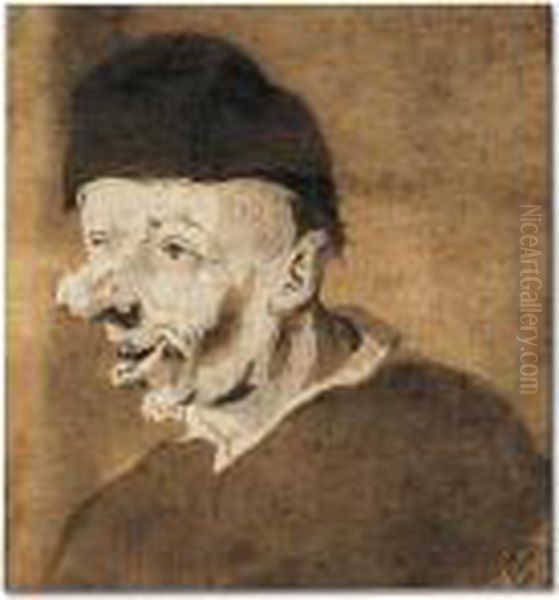 Study Of An Old Man In A Hat Oil Painting by Cornelis Dusart