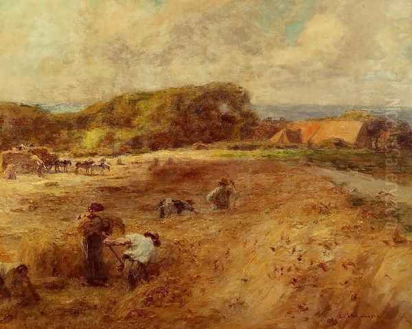 Harvesters near the Farm of Sambre 1920 Oil Painting by Leon Augustin Lhermitte