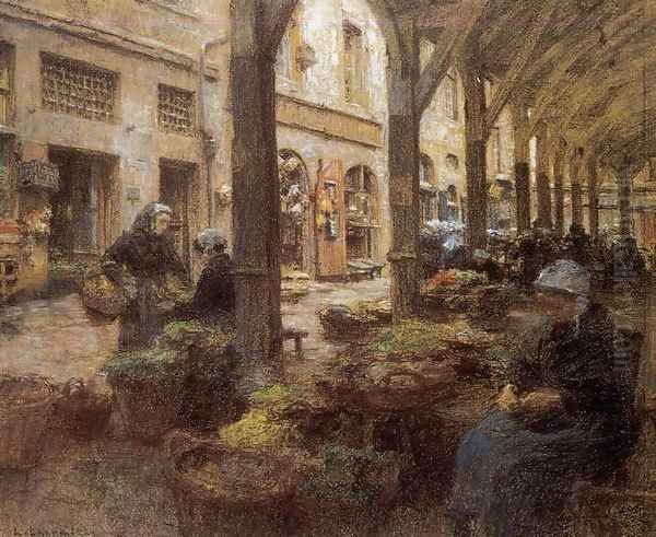 The Covered Vegetable Market St Malo (no.2) 1893 Oil Painting by Leon Augustin Lhermitte